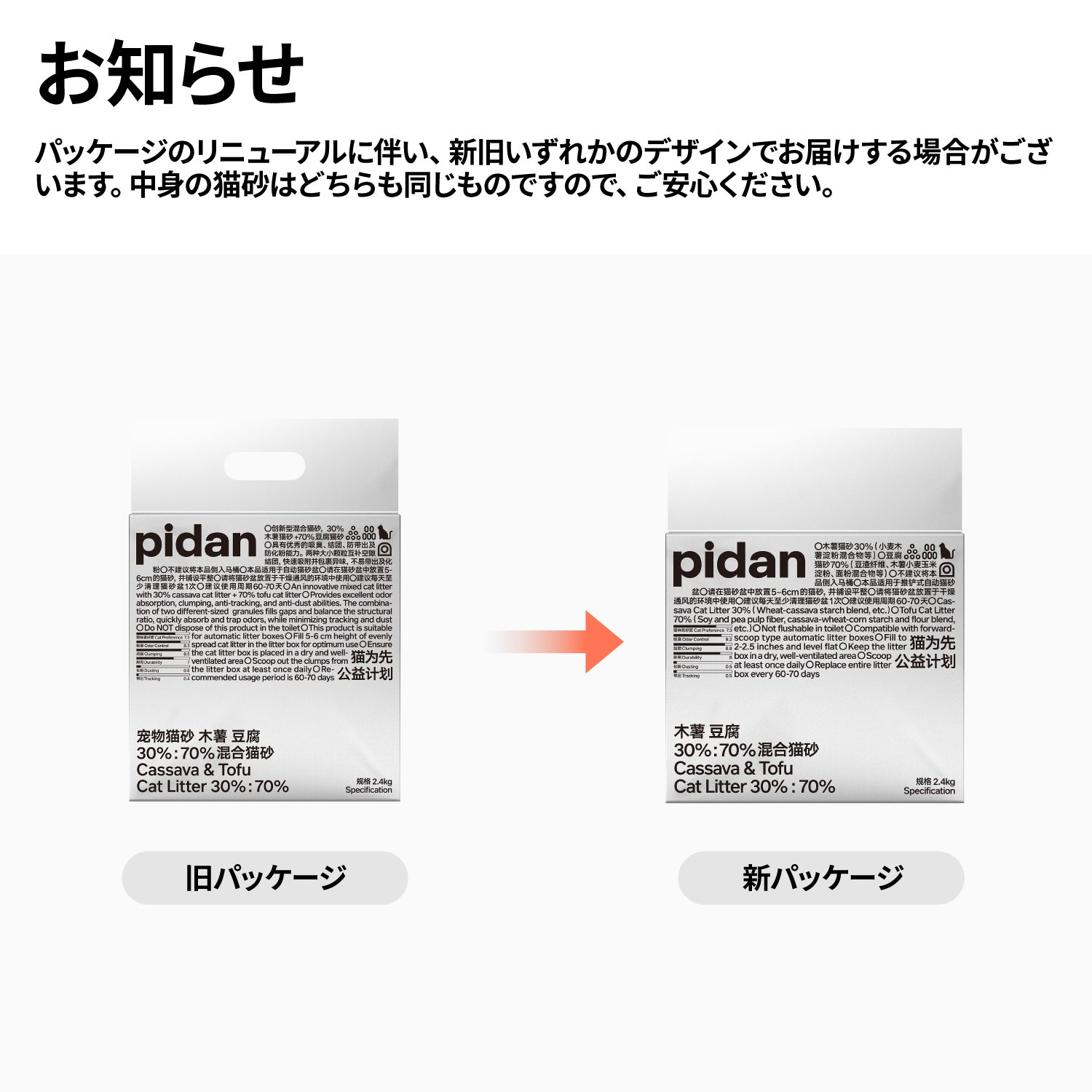 キャッサバおから30%：70%ミックス猫砂